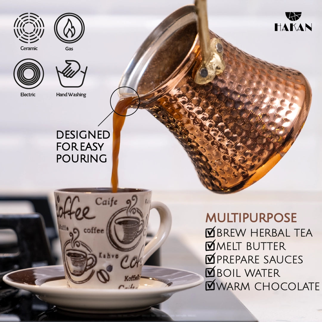 Copper Turkish Coffee Pot, Stovetop Water Boiler Coffee Maker