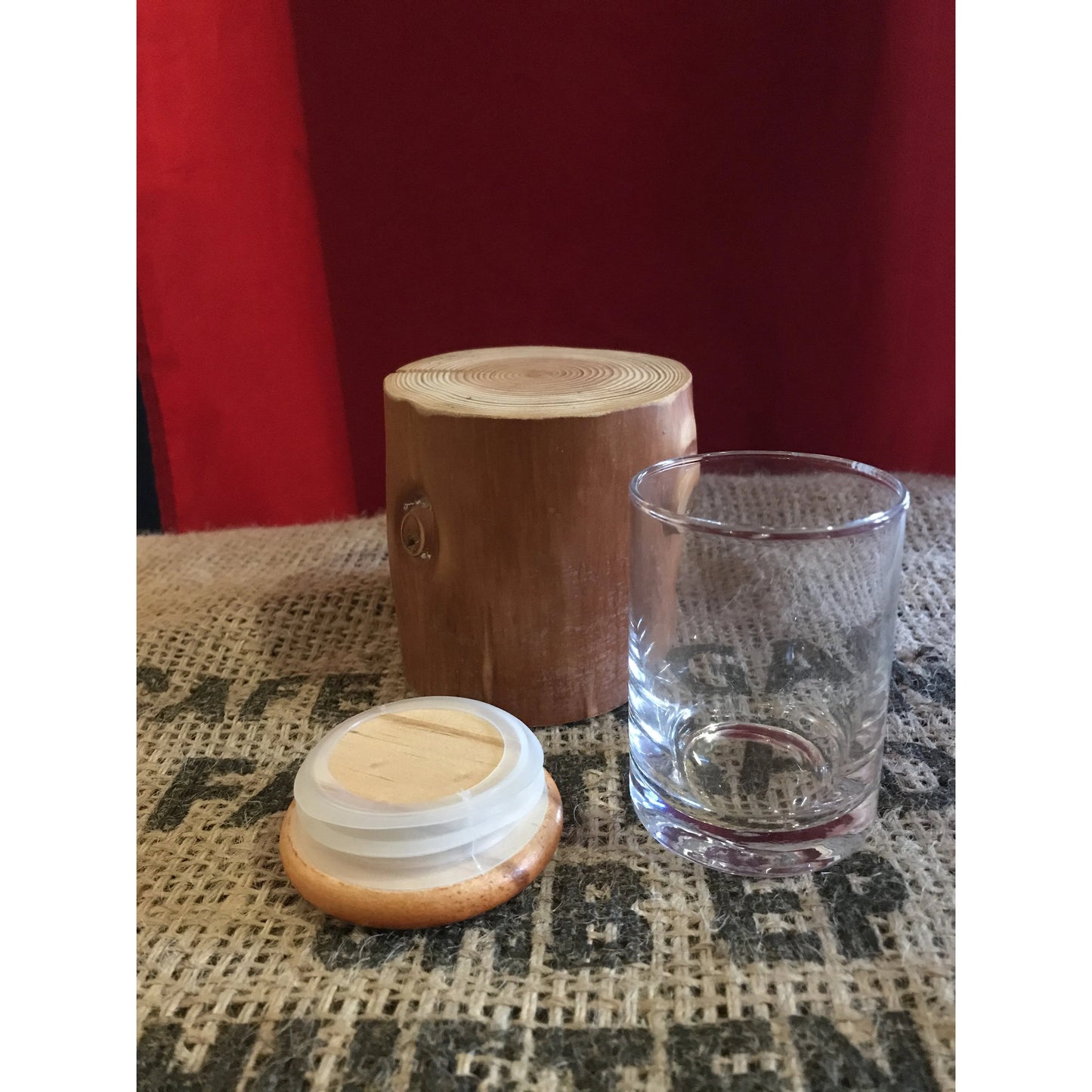 Spice Container: 3oz Glass Jar/Wood Clear Seal- Airtight Lid