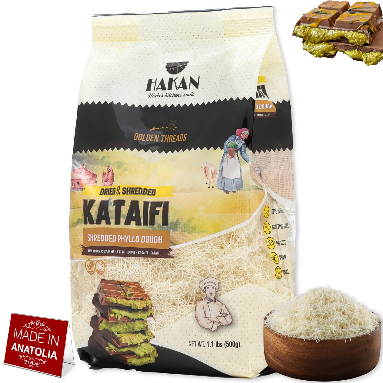 Shredded Phyllo Dough, 500 G, 1.1 Lbs, Kadayif
