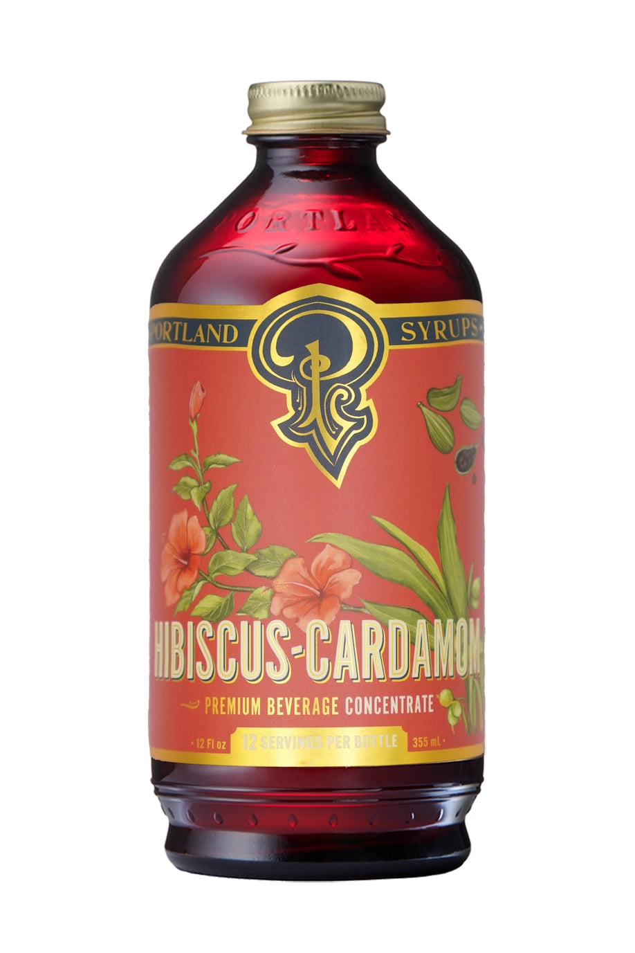 Hibiscus Cardamom Syrup - Portland Syrups Beautiful Craft Drink Mixer - Big