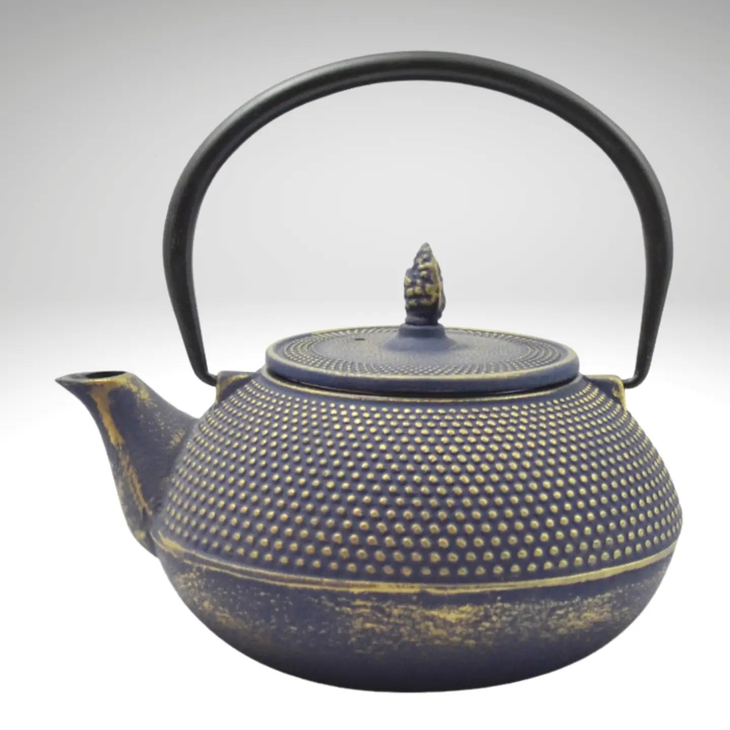 Beautiful Blue/Gold Cast Iron Teapot