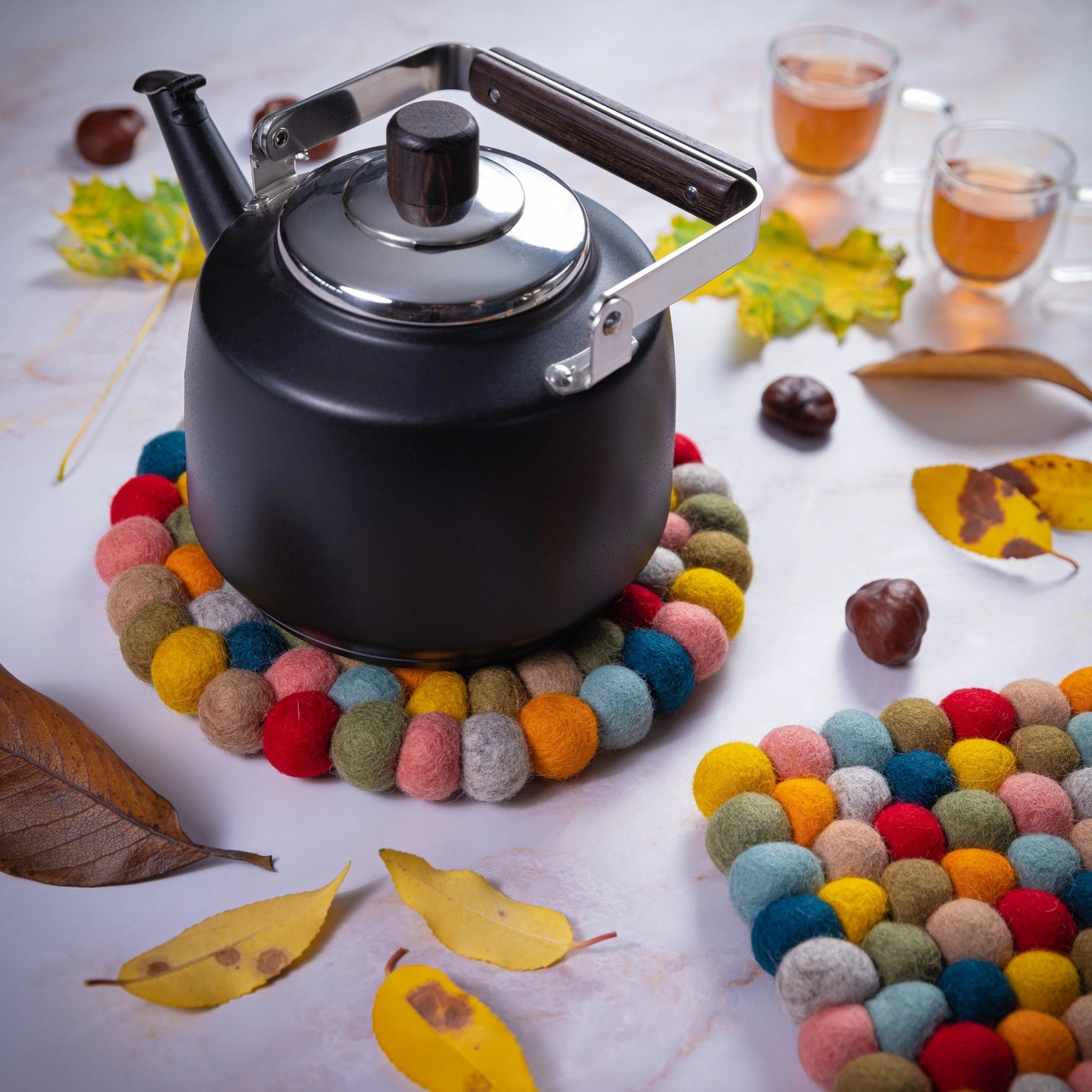 Virgin Wool Trivet, Round, 8" Diameter