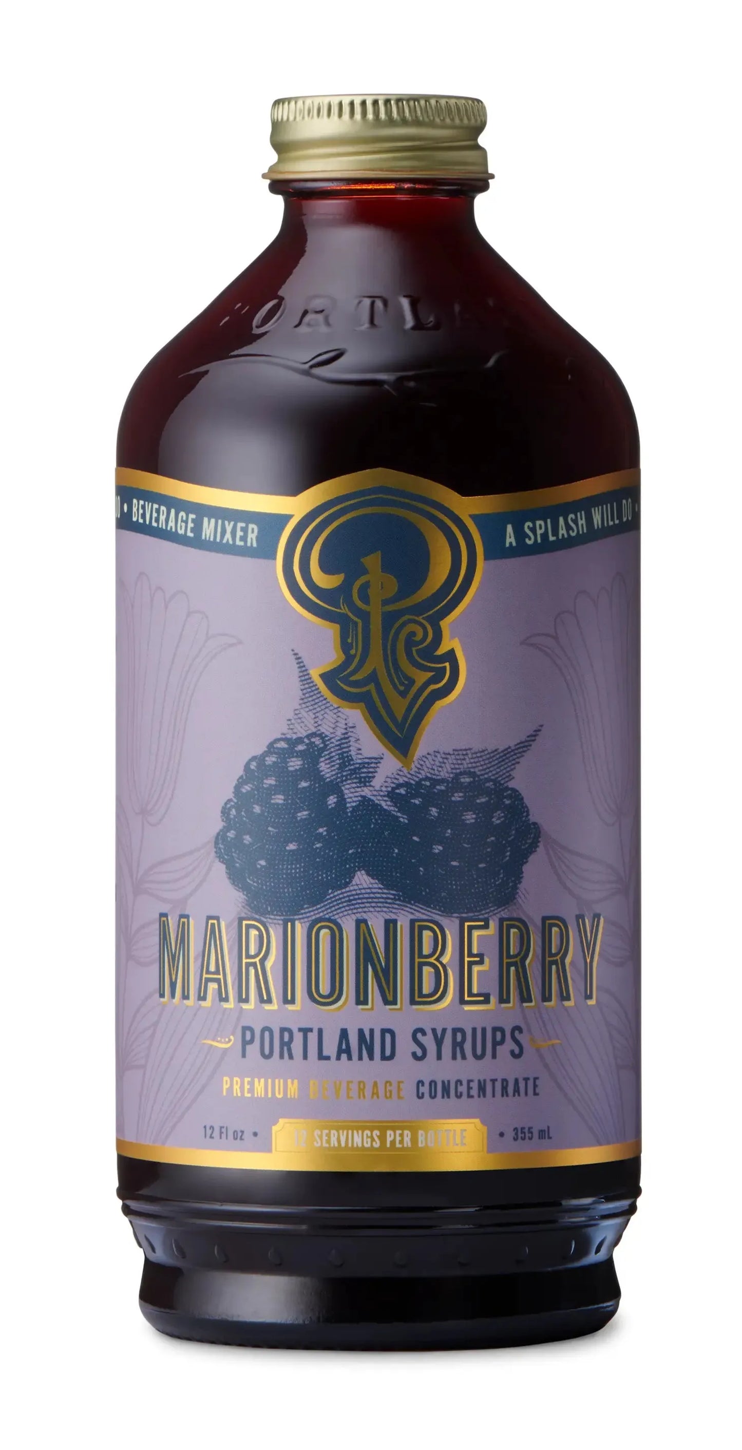 Marionberry Syrup 12oz - cocktail / mocktail beverage mixer, Portland Syrups