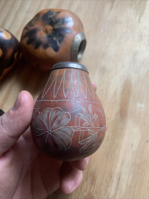 Vintage carved and painted yerba mate gourd, 1 piece